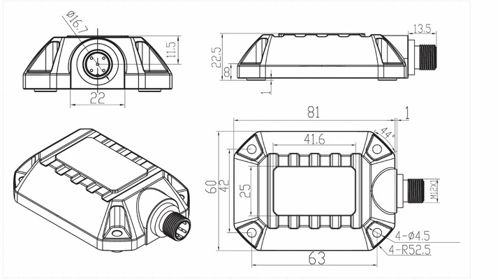 외형 치수 (Dimensions, mm)